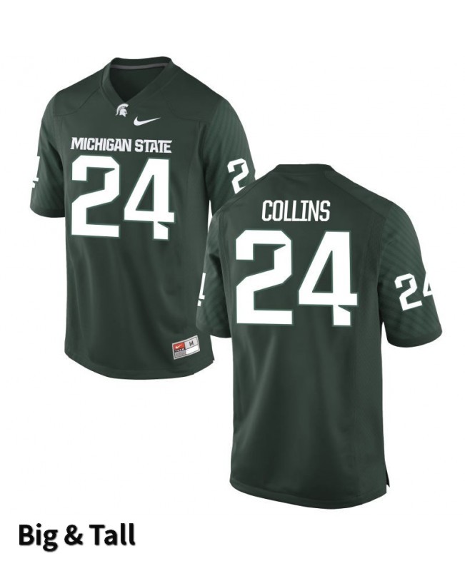 Men's Michigan State Spartans #24 Elijah Collins NCAA Nike Authentic Green Big & Tall College Stitched Football Jersey YR41C27KW